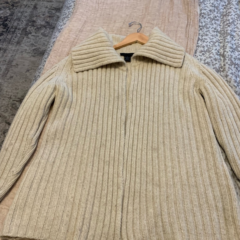 The Limited Cream wool Ribbed Cardigan